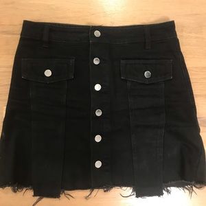 Distressed Black Denim Skirt